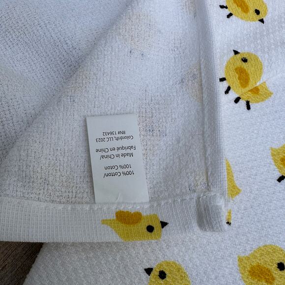 Spring Little Yellow Chicks Colordrift Kitchen Towels Set Of 2 New Pom Poms Cute - Picture 5 of 8